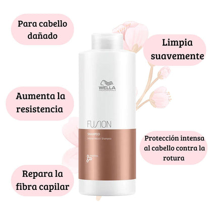 Shampoo Wella Fusion 1000ml Reparación Intensa Purificación Metal