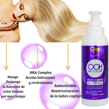 Cloe Shampoo Ooh My Color Violet Ice Blonde Professional 400ml