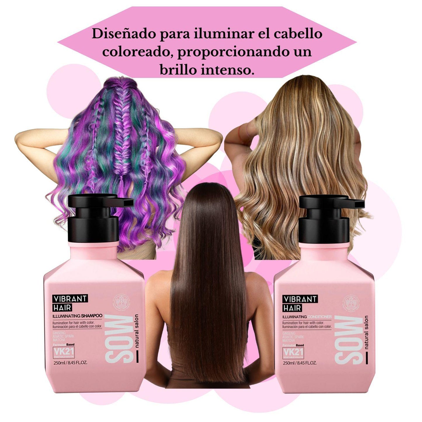 Pack Sow Shampo y Acondicionador Vibrant Hair 500ml Protección Color