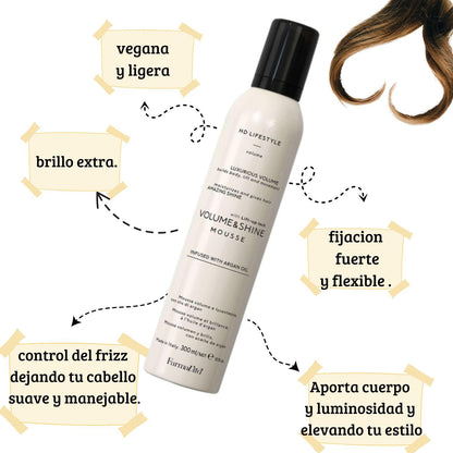 Mousse Volumen & Shine Farmavita 300ml Volumen Extra Brillo Ligero