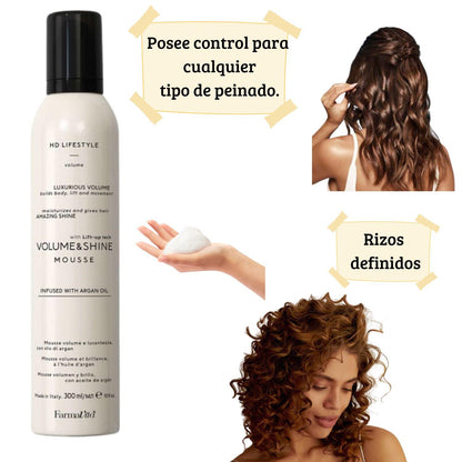 Mousse Volumen & Shine Farmavita 300ml Volumen Extra Brillo Ligero