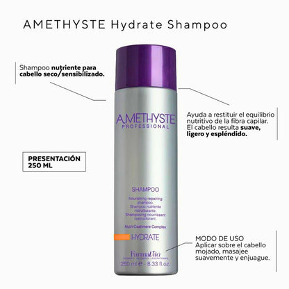 Shampoo Hydrate AMETHYSTE 250ml Farmavita Nutre Cabello Debi