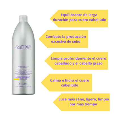 Shampoo Farmavita Amethyste Regulate 1000ml Acido Salicílico