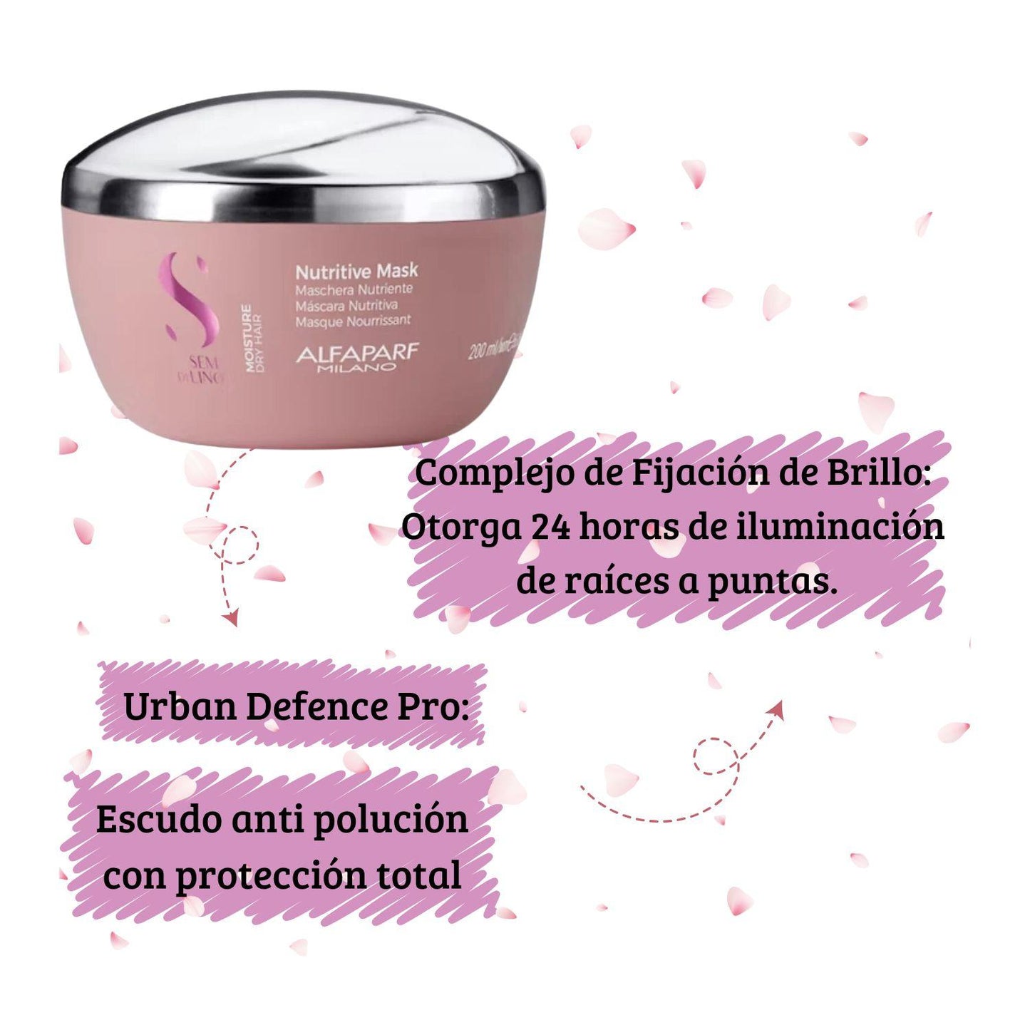 Alfaparf Semi Di Lino Mascarilla Moisture 200ml Nutrición Restaura