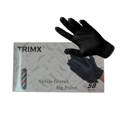 Guantes Negros de Latex Goma Trimx  50 Unidades Talla M